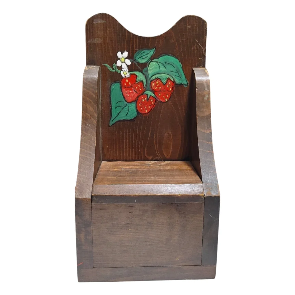 Wooden Hand Painted Strawberry Wall Box Vintage Cottagecore Decor